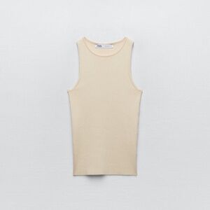 NWT - Zara - Knit Halter Top - Ivory - M